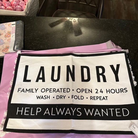 Set of 3 Target rugs new with tags. BRB at target, Laundry, striped throw rugs. - Picture 5 of 6